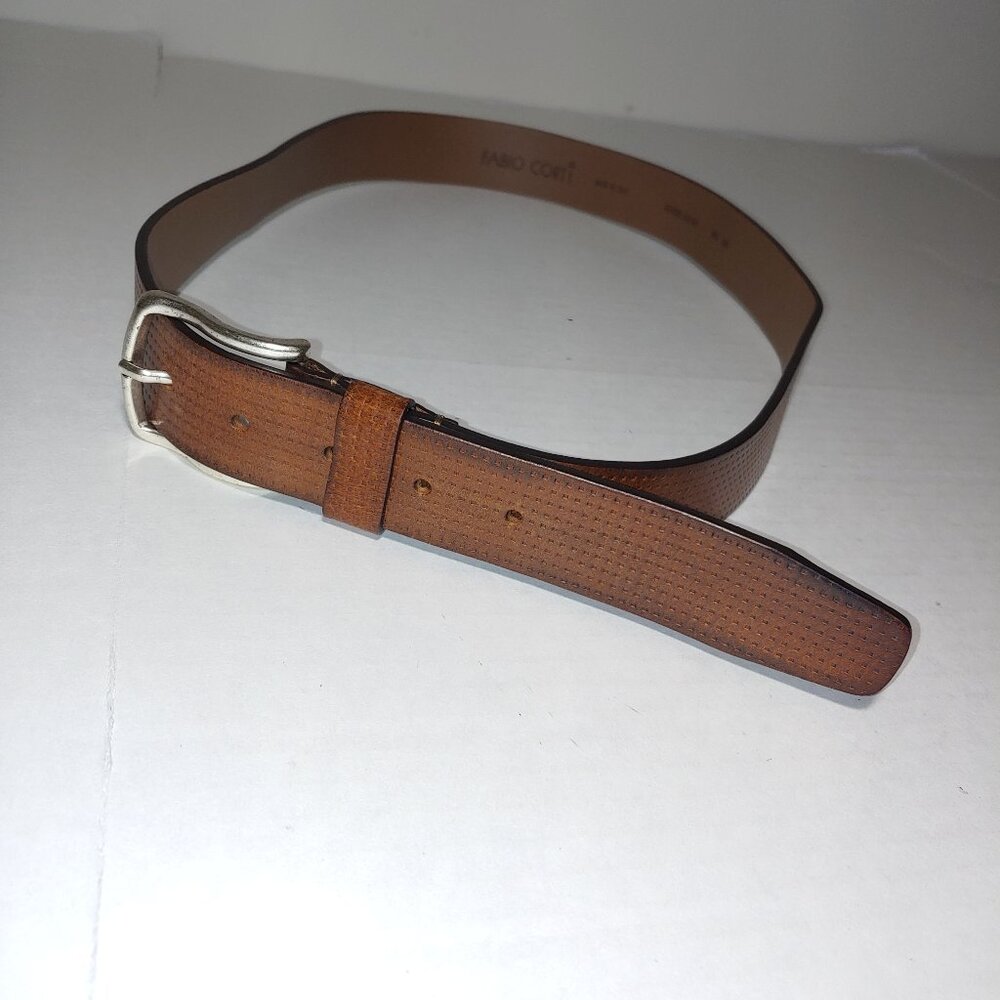 Fabio Corti Textured Leather Made in Italy Belt Size 36 Light Brown